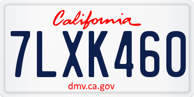 CA license plate 7LXK460