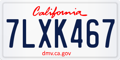 CA license plate 7LXK467