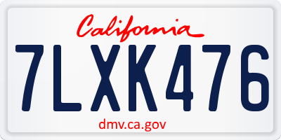 CA license plate 7LXK476