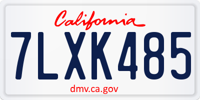 CA license plate 7LXK485