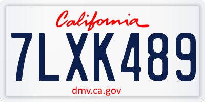 CA license plate 7LXK489