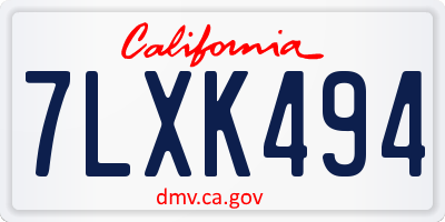 CA license plate 7LXK494