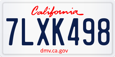 CA license plate 7LXK498