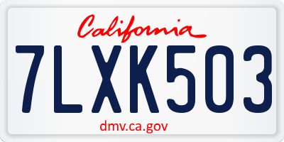 CA license plate 7LXK503