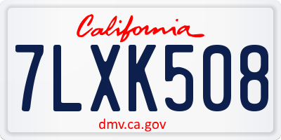 CA license plate 7LXK508