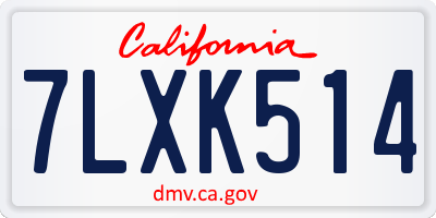 CA license plate 7LXK514