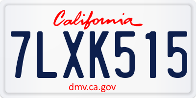 CA license plate 7LXK515