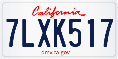 CA license plate 7LXK517
