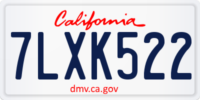CA license plate 7LXK522