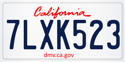CA license plate 7LXK523