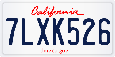 CA license plate 7LXK526