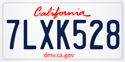 CA license plate 7LXK528