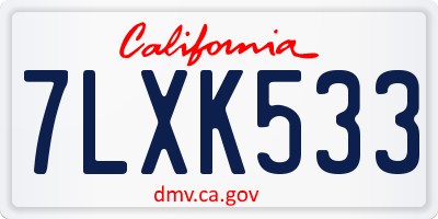 CA license plate 7LXK533