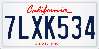 CA license plate 7LXK534