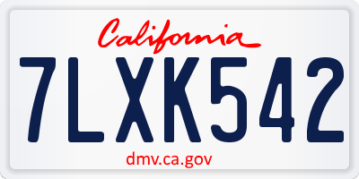 CA license plate 7LXK542