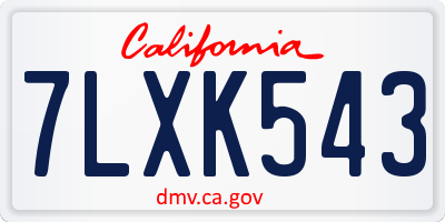 CA license plate 7LXK543