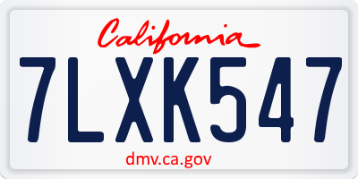 CA license plate 7LXK547