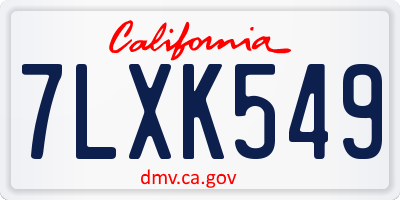 CA license plate 7LXK549