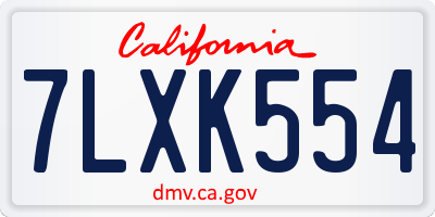 CA license plate 7LXK554