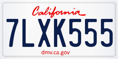 CA license plate 7LXK555