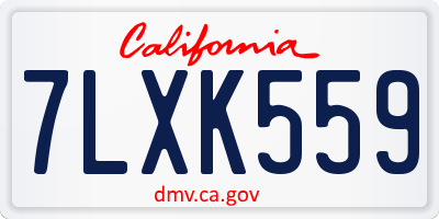 CA license plate 7LXK559