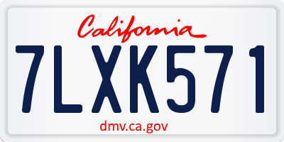 CA license plate 7LXK571