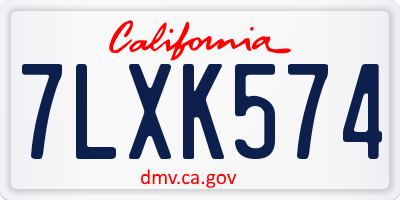 CA license plate 7LXK574