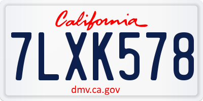 CA license plate 7LXK578