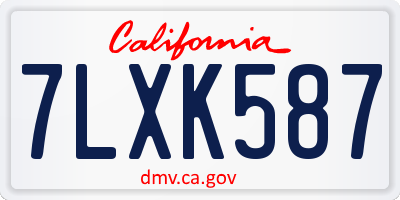CA license plate 7LXK587