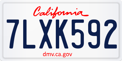 CA license plate 7LXK592
