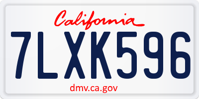 CA license plate 7LXK596