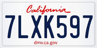 CA license plate 7LXK597