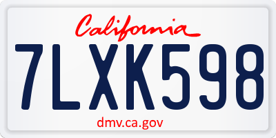 CA license plate 7LXK598