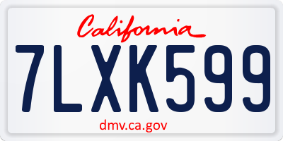 CA license plate 7LXK599
