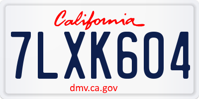 CA license plate 7LXK604