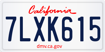 CA license plate 7LXK615