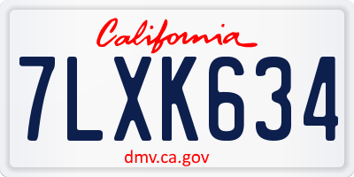 CA license plate 7LXK634