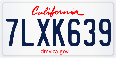 CA license plate 7LXK639
