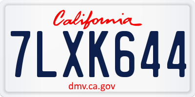 CA license plate 7LXK644