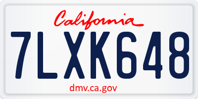 CA license plate 7LXK648