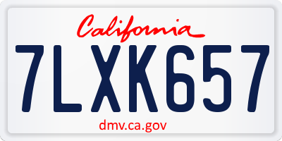 CA license plate 7LXK657