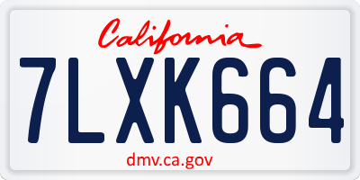 CA license plate 7LXK664