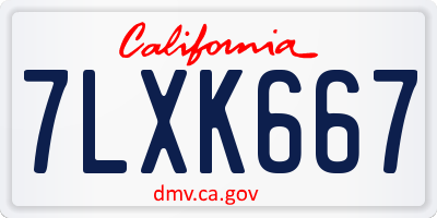 CA license plate 7LXK667
