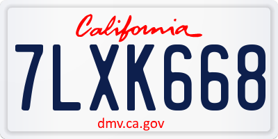 CA license plate 7LXK668