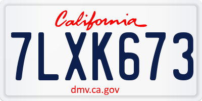 CA license plate 7LXK673