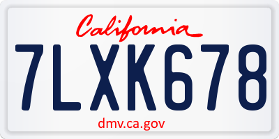 CA license plate 7LXK678