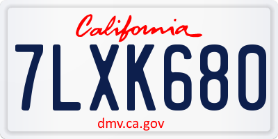 CA license plate 7LXK680
