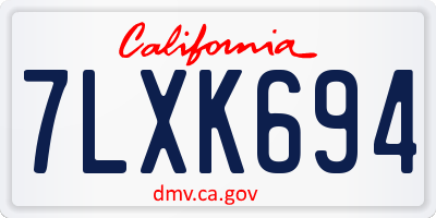 CA license plate 7LXK694