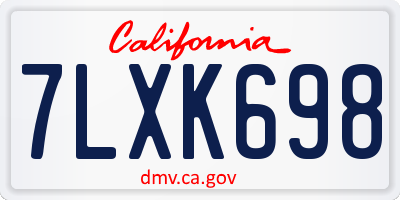 CA license plate 7LXK698