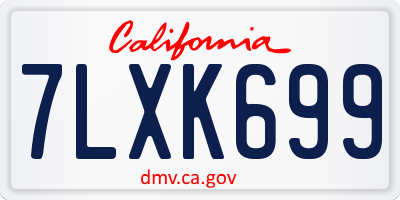 CA license plate 7LXK699